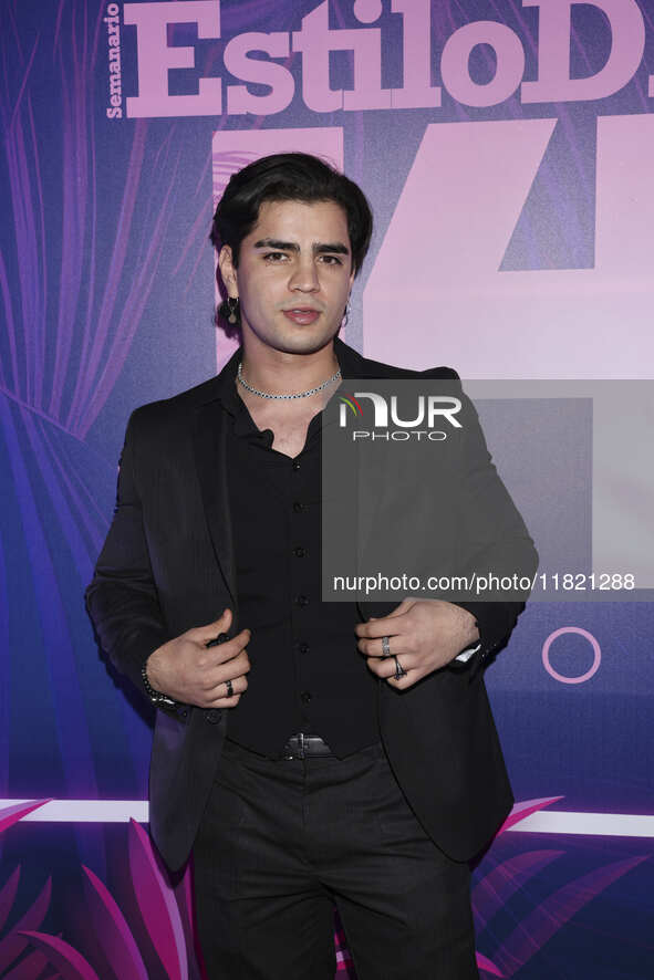 Aaron Mercury attends the pink carpet for the 14th anniversary of Estilo DF at General Prim 30 in Mexico City, Mexico, on November 28, 2024....