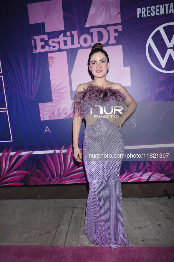 Kariam Castro attends the pink carpet for the 14th anniversary of Estilo DF at General Prim 30 in Mexico City, Mexico, on November 28, 2024....