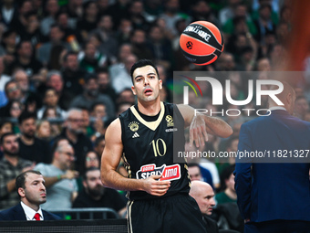 Kostas Sloukas of Panathinaikos AKTOR Athens plays during the Euroleague, Round 12 match between Panathinaikos AKTOR Athens and AS Monaco at...