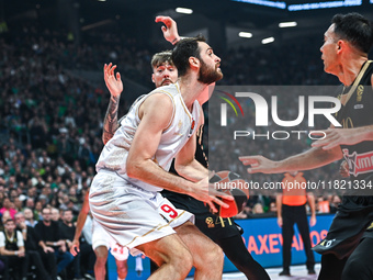 Georgios Papagiannis of AS Monaco plays during the Euroleague, Round 12 match between Panathinaikos AKTOR Athens and AS Monaco at OAKA Altio...