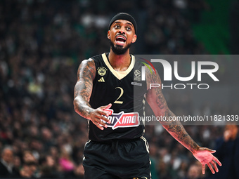 Lorenzo Brown of Panathinaikos AKTOR Athens plays during the Euroleague, Round 12 match between Panathinaikos AKTOR Athens and AS Monaco at...