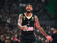 Lorenzo Brown of Panathinaikos AKTOR Athens plays during the Euroleague, Round 12 match between Panathinaikos AKTOR Athens and AS Monaco at...