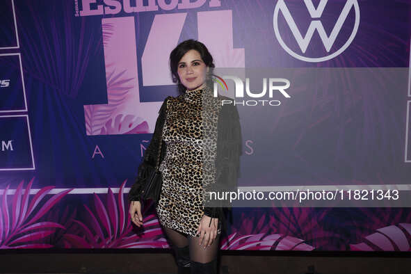 Cinthia Aparicio attends the pink carpet for the 14th anniversary of Estilo DF at General Prim 30 in Mexico City, Mexico, on November 28, 20...