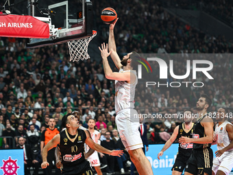 Georgios Papagiannis of AS Monaco plays during the Euroleague, Round 12 match between Panathinaikos AKTOR Athens and AS Monaco at OAKA Altio...