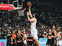 Georgios Papagiannis of AS Monaco plays during the Euroleague, Round 12 match between Panathinaikos AKTOR Athens and AS Monaco at OAKA Altio...