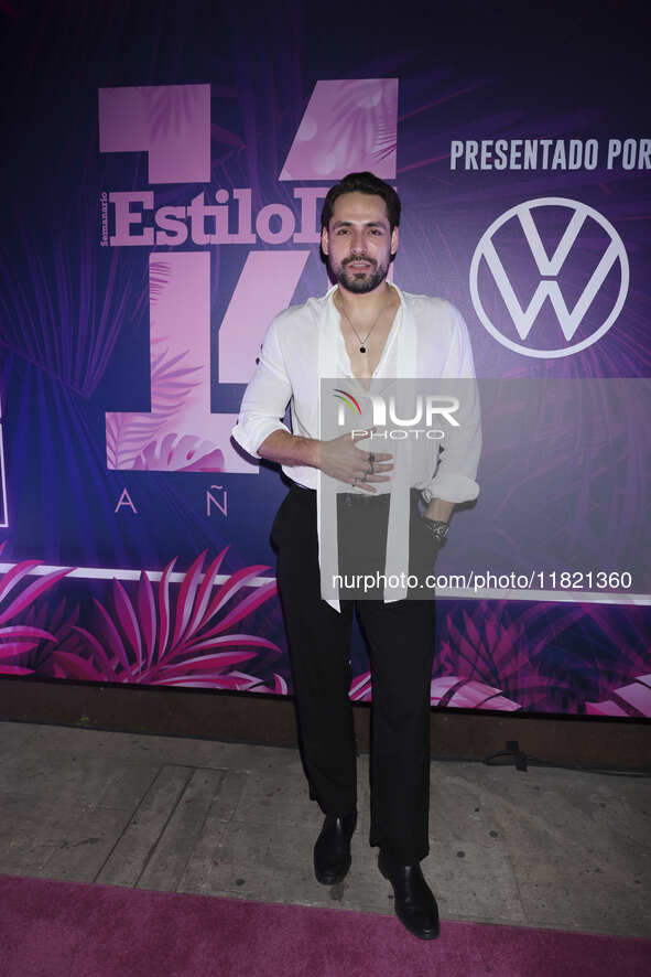 Alejandro Oliva attends the pink carpet for the 14th anniversary of Estilo DF at General Prim 30 in Mexico City, Mexico, on November 28, 202...