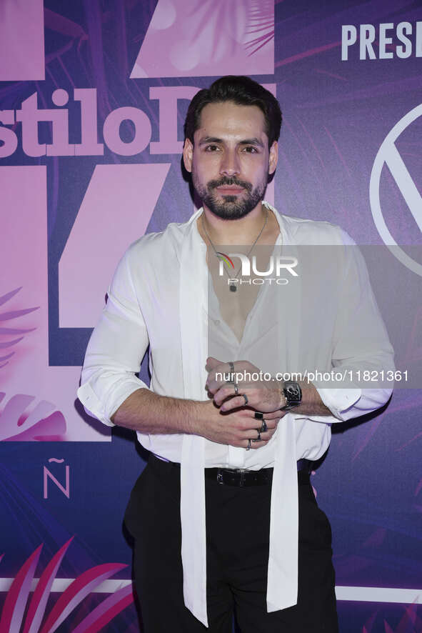 Alejandro Oliva attends the pink carpet for the 14th anniversary of Estilo DF at General Prim 30 in Mexico City, Mexico, on November 28, 202...