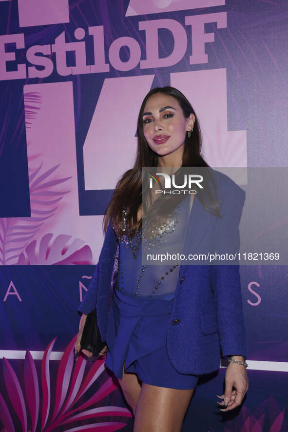 Macky Gonzalez attends the pink carpet for the 14th anniversary of Estilo DF at General Prim 30 in Mexico City, Mexico, on November 28, 2024...