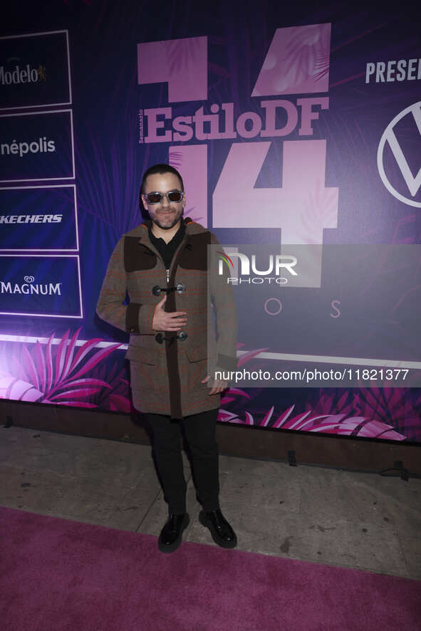 Mauricio Mancera attends the pink carpet for the 14th anniversary of Estilo DF at General Prim 30 in Mexico City, Mexico, on November 28, 20...