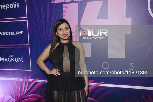 Katherine Loyo attends the pink carpet for the 14th anniversary of Estilo DF at General Prim 30 in Mexico City, Mexico, on November 28, 2024...