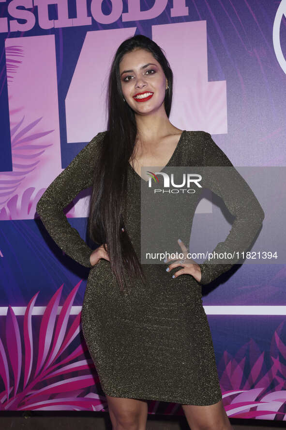 Liz Roshuert attends the pink carpet for the 14th anniversary of Estilo DF at General Prim 30 in Mexico City, Mexico, on November 28, 2024. 