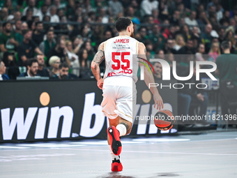 Mike James of AS Monaco plays during the Euroleague, Round 12 match between Panathinaikos AKTOR Athens and AS Monaco at OAKA Altion Arena in...