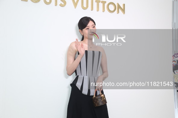 Taiwanese actress Puff Kuo attends the opening ceremony of the flagship store of Louis Vuitton in Taipei, Taiwan province, China, on Novembe...