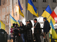 KRAKOW, POLAND - NOVEMBER 29:
On the evening of the 1010th day of Russia's invasion of Ukraine, a few members of the Ukrainian diaspora held...