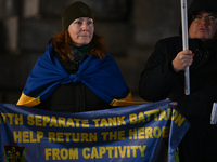 KRAKOW, POLAND - NOVEMBER 29:
On the evening of the 1010th day of Russia's invasion of Ukraine, a few members of the Ukrainian diaspora held...