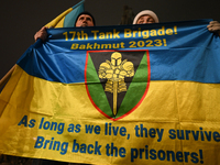 KRAKOW, POLAND - NOVEMBER 29:
On the evening of the 1010th day of Russia's invasion of Ukraine, a few members of the Ukrainian diaspora held...