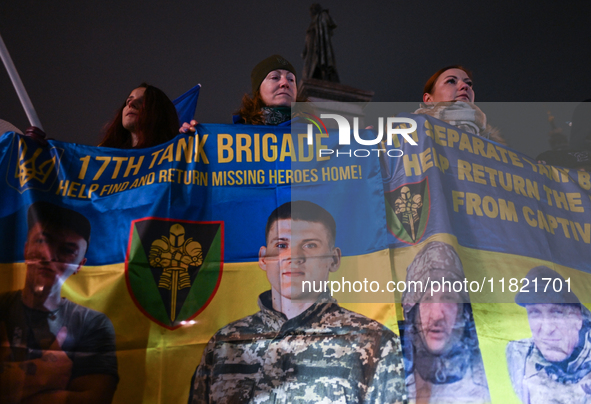 KRAKOW, POLAND - NOVEMBER 29:
On the evening of the 1010th day of Russia's invasion of Ukraine, a few members of the Ukrainian diaspora held...