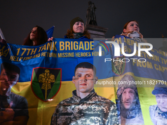 KRAKOW, POLAND - NOVEMBER 29:
On the evening of the 1010th day of Russia's invasion of Ukraine, a few members of the Ukrainian diaspora held...