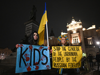 KRAKOW, POLAND - NOVEMBER 29:
On the evening of the 1010th day of Russia's invasion of Ukraine, a few members of the Ukrainian diaspora held...