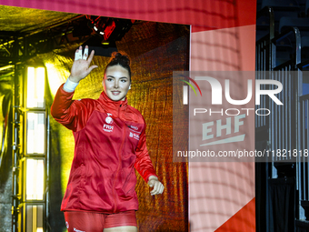 Alicia Maria participates in the Romania vs. Czechia match during the Women's EHF EURO 2024 at Fonix Arena in Debrecen, Hungary, on November...