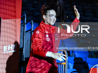 Alicia Maria participates in the Romania vs. Czechia match during the Women's EHF EURO 2024 at Fonix Arena in Debrecen, Hungary, on November...