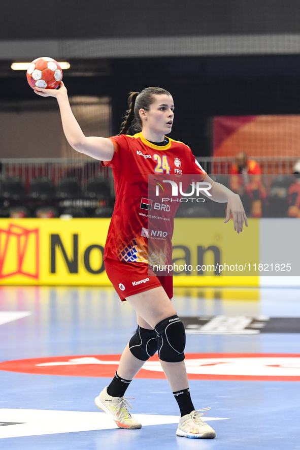 BOICIUC Alisia-Lorena is in action during the Romania vs. Czechia match at the Women's EHF EURO 2024, in Fonix Arena, Debrecen, on November...