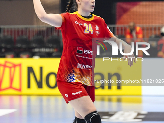 BOICIUC Alisia-Lorena is in action during the Romania vs. Czechia match at the Women's EHF EURO 2024, in Fonix Arena, Debrecen, on November...