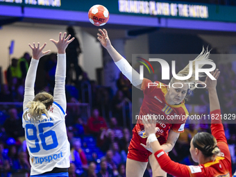 STOICA Angela Stefania is in action during the Romania vs. Czechia match at the Women's EHF EURO 2024 in Fonix Arena, Debrecen, on November...