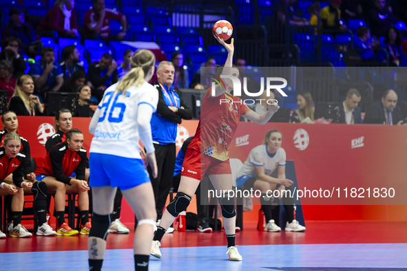 BOICIUC Alisia-Lorena is in action during the Romania vs. Czechia match at the Women's EHF EURO 2024, in Fonix Arena, Debrecen, on November...