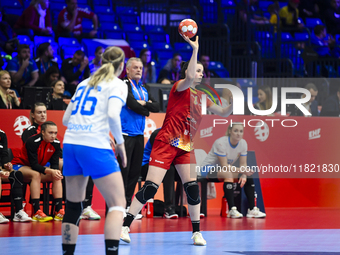 BOICIUC Alisia-Lorena is in action during the Romania vs. Czechia match at the Women's EHF EURO 2024, in Fonix Arena, Debrecen, on November...