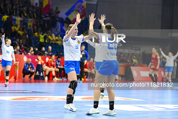 Marketa Jerabkova is in action during the Romania vs. Czechia match at the Women's EHF EURO 2024 in Fonix Arena, Debrecen, on November 29, 2...