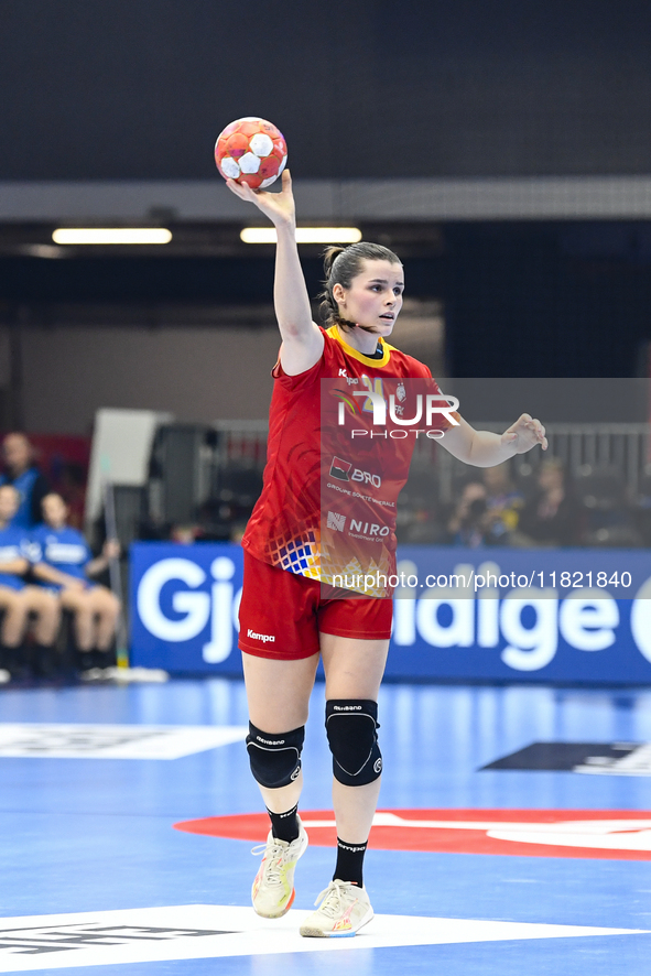 BOICIUC Alisia-Lorena is in action during the Romania vs. Czechia match at the Women's EHF EURO 2024, in Fonix Arena, Debrecen, on November...