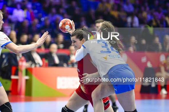 BOICIUC Alisia-Lorena is in action during the Romania vs. Czechia match at the Women's EHF EURO 2024, in Fonix Arena, Debrecen, on November...