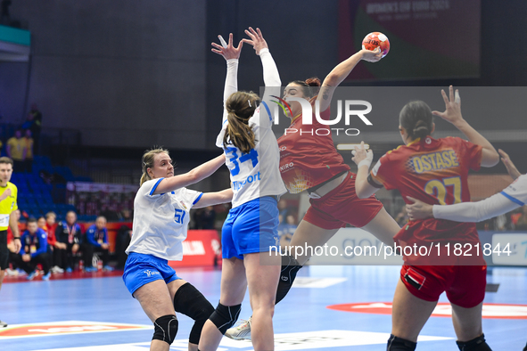 Alicia Maria participates in the match between Romania and Czechia during the Women's EHF EURO 2024 at Fonix Arena in Debrecen, Hungary, on...