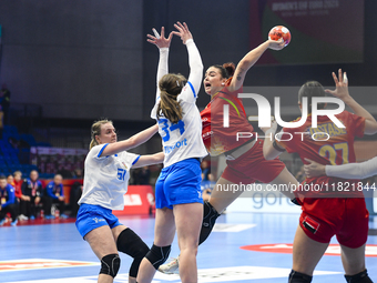 Alicia Maria participates in the match between Romania and Czechia during the Women's EHF EURO 2024 at Fonix Arena in Debrecen, Hungary, on...