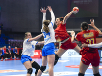 Alicia Maria participates in the match between Romania and Czechia during the Women's EHF EURO 2024 at Fonix Arena in Debrecen, Hungary, on...