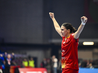 Lorena Gabriela Ostase is in action during the Romania vs. Czechia match at the Women's EHF EURO 2024, in Debrecen, Hungary, on November 29,...