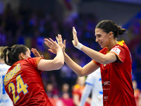 Lorena Gabriela Ostase is in action during the Romania vs. Czechia match at the Women's EHF EURO 2024, in Debrecen, Hungary, on November 29,...