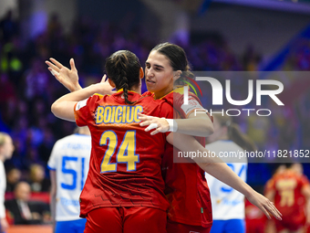 Lorena Gabriela Ostase is in action during the Romania vs. Czechia match at the Women's EHF EURO 2024, in Debrecen, Hungary, on November 29,...