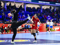 Lorena Gabriela Ostase is in action during the Romania vs. Czechia match at the Women's EHF EURO 2024, in Debrecen, Hungary, on November 29,...