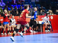 Lorena Gabriela Ostase is in action during the Romania vs. Czechia match at the Women's EHF EURO 2024, in Debrecen, Hungary, on November 29,...