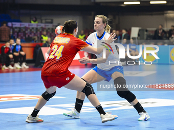 Marketa Jerabkova is in action during the Romania vs. Czechia match at the Women's EHF EURO 2024 in Fonix Arena, Debrecen, on November 29, 2...