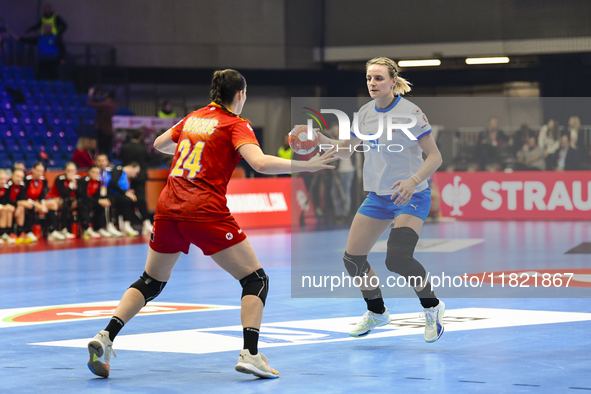 Marketa Jerabkova is in action during the Romania vs. Czechia match at the Women's EHF EURO 2024 in Fonix Arena, Debrecen, on November 29, 2...