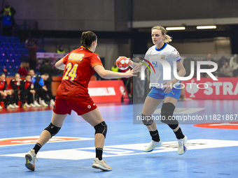 Marketa Jerabkova is in action during the Romania vs. Czechia match at the Women's EHF EURO 2024 in Fonix Arena, Debrecen, on November 29, 2...