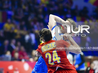 Marketa Jerabkova is in action during the Romania vs. Czechia match at the Women's EHF EURO 2024 in Fonix Arena, Debrecen, on November 29, 2...