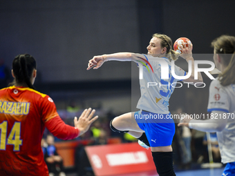 Marketa Jerabkova is in action during the Romania vs. Czechia match at the Women's EHF EURO 2024 in Fonix Arena, Debrecen, on November 29, 2...