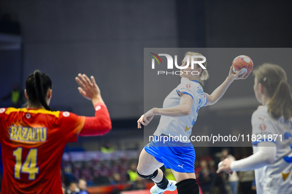 Marketa Jerabkova is in action during the Romania vs. Czechia match at the Women's EHF EURO 2024 in Fonix Arena, Debrecen, on November 29, 2...