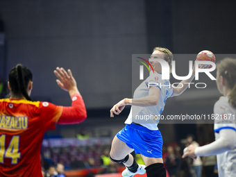 Marketa Jerabkova is in action during the Romania vs. Czechia match at the Women's EHF EURO 2024 in Fonix Arena, Debrecen, on November 29, 2...