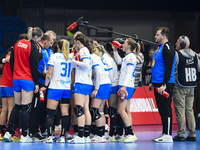 Romania faces Czechia in the Women's EHF EURO 2024 at Fonix Arena in Debrecen, Hungary, on November 29, 2024. (