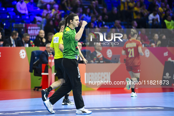 Bianca Tomina competes during the Romania vs. Czechia match at the Women's EHF EURO 2024 in Fonix Arena, Debrecen, on November 29, 2024 